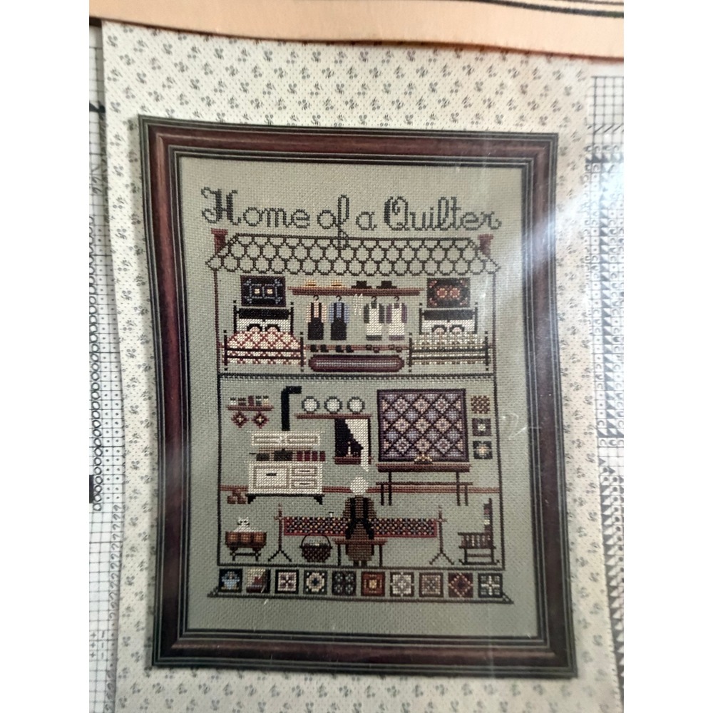 New Quilter Cross Stitch Pattern Told In A Garden "Home Of A Quilter" Sampler